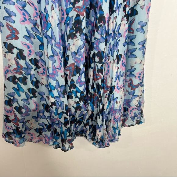 Blue Silk Butterfly Taylor Swift Lover Fit Flare Dress Size 6 - Picture 5 of 12